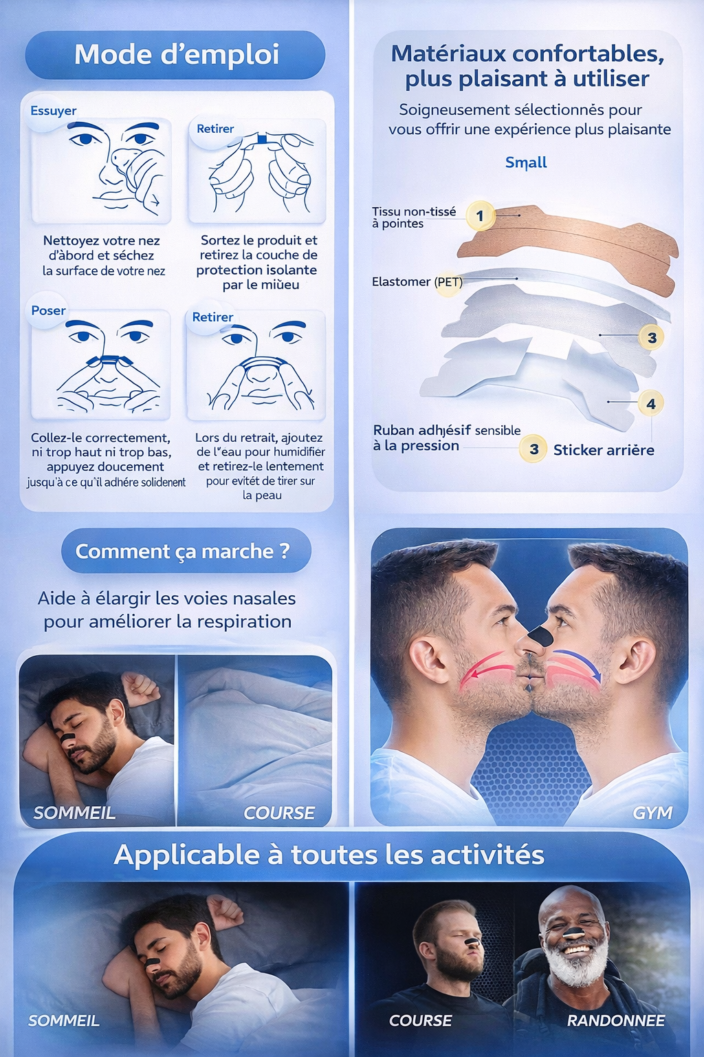 Patch Nasal Anti-Ronflement – Clip Nasal Confortable pour Dormir