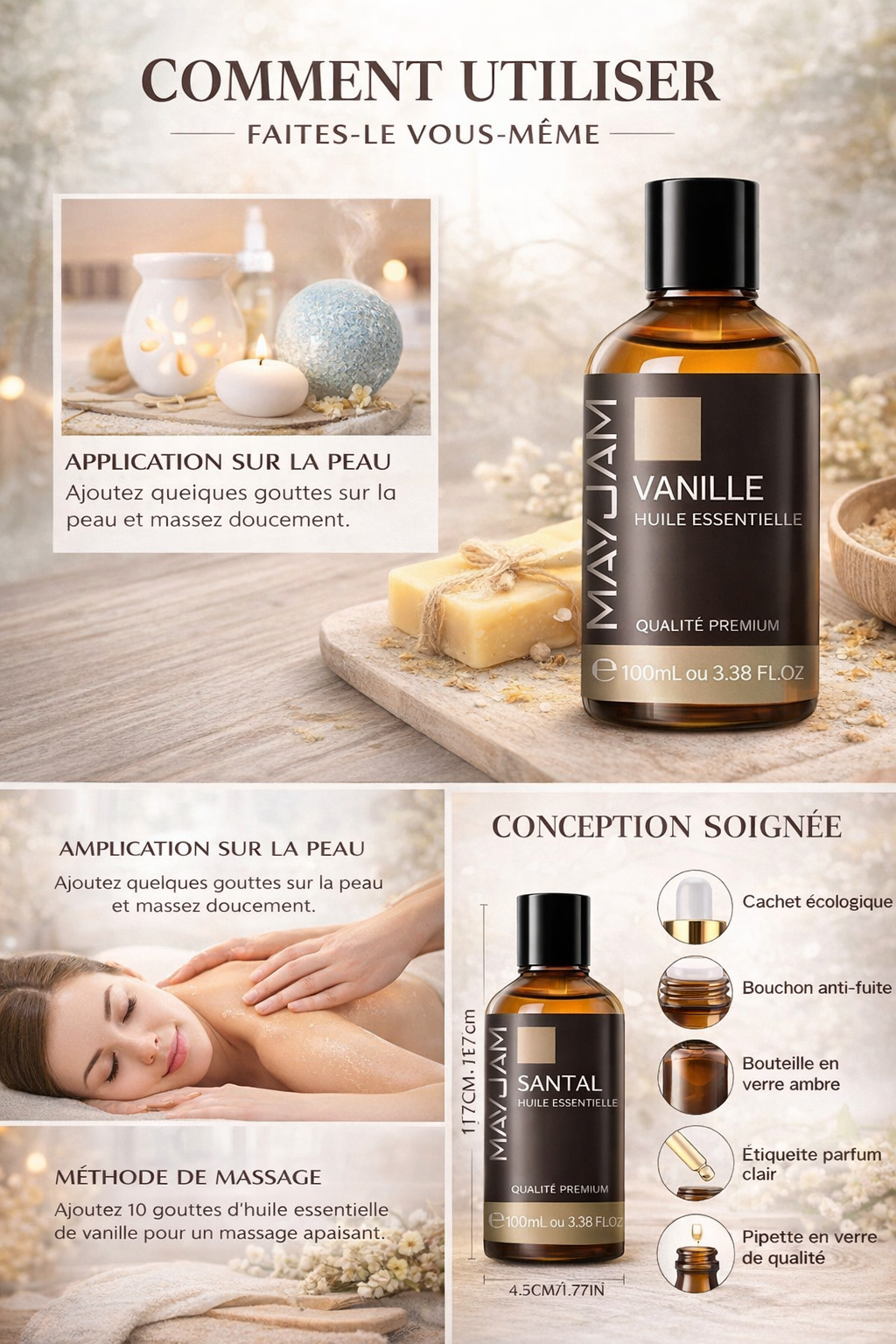 Huile Essentielle MAYJAM 100 ml – Pureté naturelle pour diffusion et bien-être